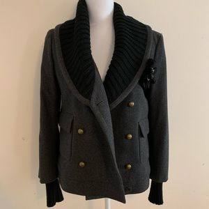 LOFT Wool Blend Gray Coat Jacket Sweater Collar M